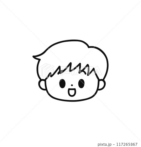笑顔の男の子・顔アイコン・線画 117265867