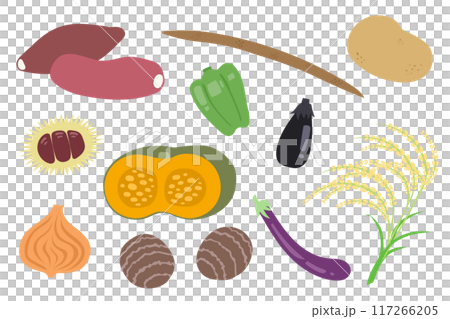 秋の野菜イラストセット 秋の野菜イラストセット 117266205