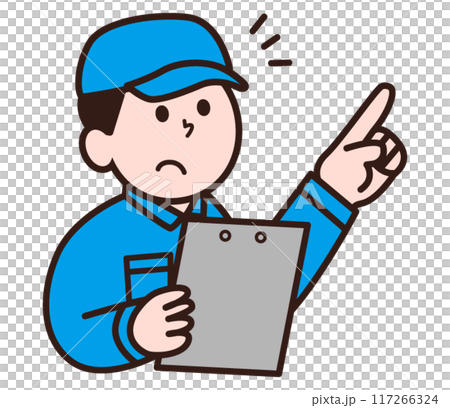 A man in work clothes pointing and checking A man in work clothes pointing and checking 117266324