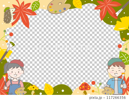 子供と芸術の秋のフレーム 紅葉 絵画 子供と芸術の秋のフレーム 紅葉 絵画 117266356