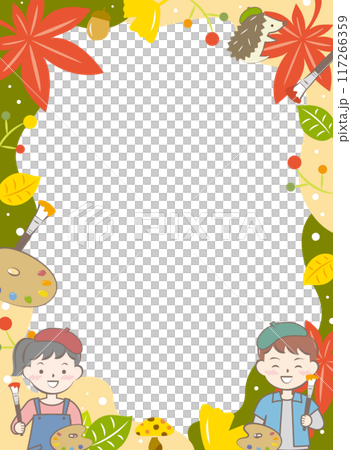 Children and Art Autumn Frame Autumn Leaves Painting 117266359