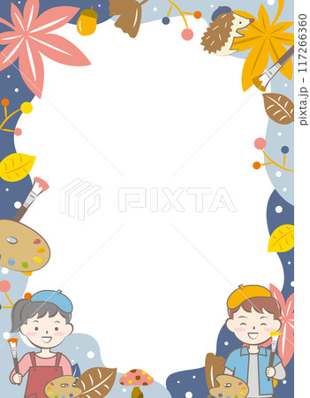 子供と芸術の秋のフレーム 紅葉 絵画 子供と芸術の秋のフレーム 紅葉 絵画 117266360