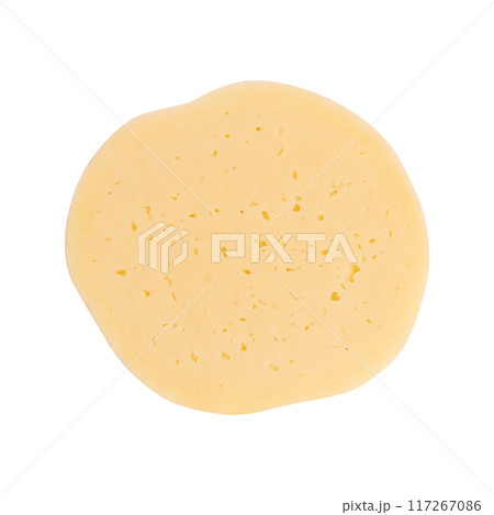 round sliced cheese isolated on white background 117267086