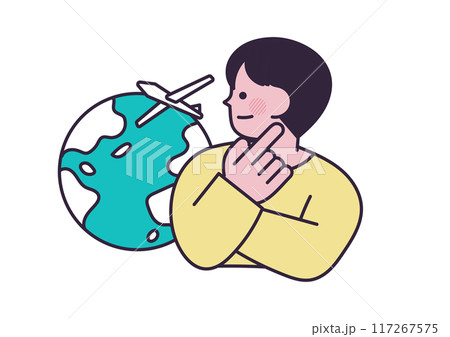 旅行計画を立てている男性のイラスト 旅行計画を立てている男性のイラスト 117267575