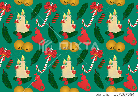 Festive Christmas Candles and Decor Pattern 117267684