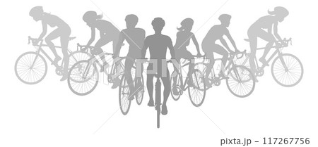 Cyclists Bikes Silhouette Bike Cyclist People Set Cyclists Bikes Silhouette Bike Cyclist People Set 117267756