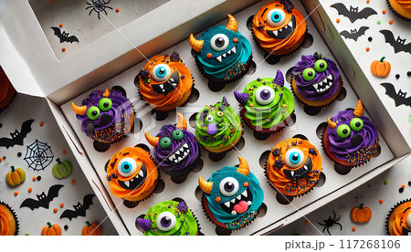 ハロウィーンのカップケーキ 117268106