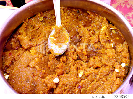 Top view of Moong Dal Halwa 117268505