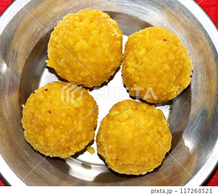 Bundi laddu dessert made during indian festival Bundi laddu dessert made during indian festival 117268521