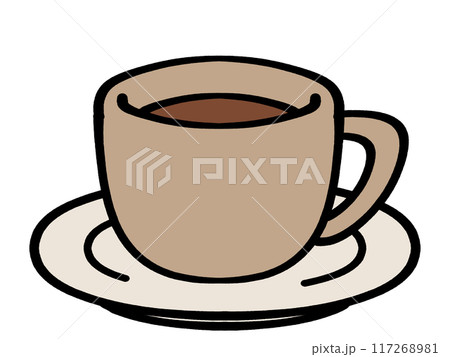シンプルなコーヒーカップとソーサーのイラスト素材 シンプルなコーヒーカップとソーサーのイラスト素材 117268981