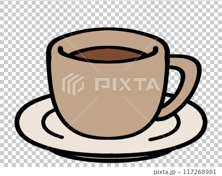 シンプルなコーヒーカップとソーサーのイラスト素材 シンプルなコーヒーカップとソーサーのイラスト素材 117268981