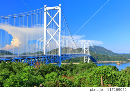 【広島県】晴天の因島大橋(しまなみ海道) 【広島県】晴天の因島大橋(しまなみ海道) 117269032