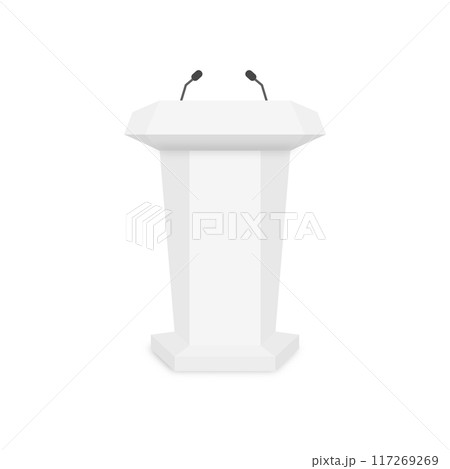 Speech podium with microphones, vector illustration. Speech podium with microphones, vector illustration. 117269269