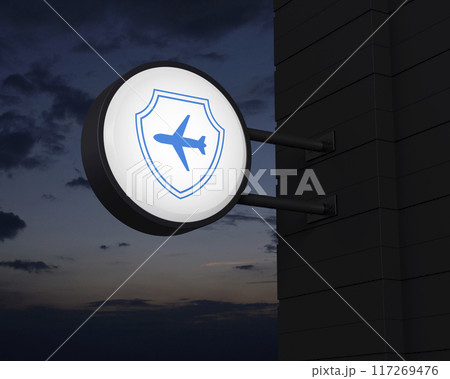 Business travel insurance and safety online concept, 3D rendering 117269476