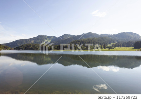 Lake Spitzingsee, Brecherspitze mountain, Bavaria, Germany in summertime 117269722