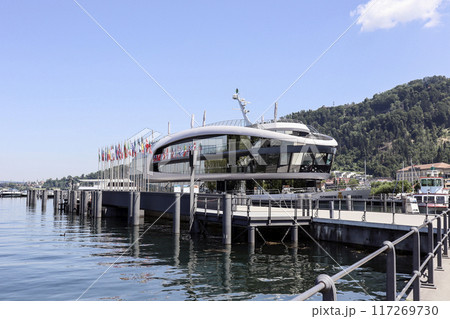 Bregenz harbor entrance, Austria on Lake Constance 117269730