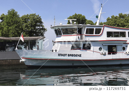 Bregenz harbor entrance, Austria on Lake Constance 117269731