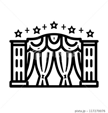 Theater icon or modern line symbol. Vector line art and icon design with bold outline. Black and white Pixel Perfect minimalistic symbol isolated white background. Silhouette simple thin sign 117270076