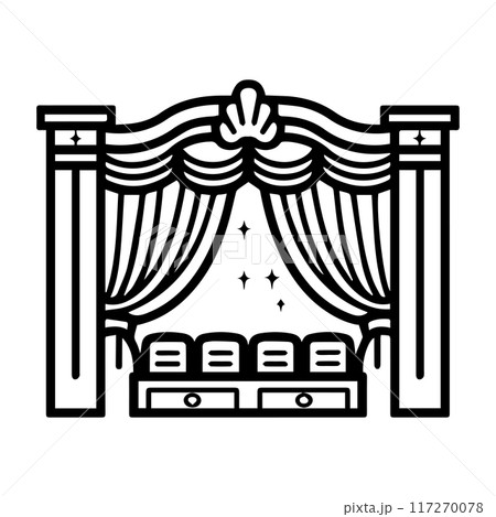 Theater icon or modern line symbol. Vector line art and icon design with bold outline. Black and white Pixel Perfect minimalistic symbol isolated white background. Silhouette simple thin sign 117270078