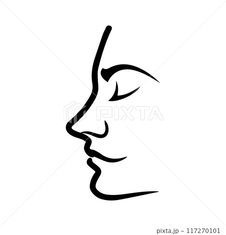 Nose icon or modern line symbol. Vector line art and icon design with bold outline. Black and white Pixel Perfect minimalistic symbol isolated white background. Silhouette simple thin sign 117270101