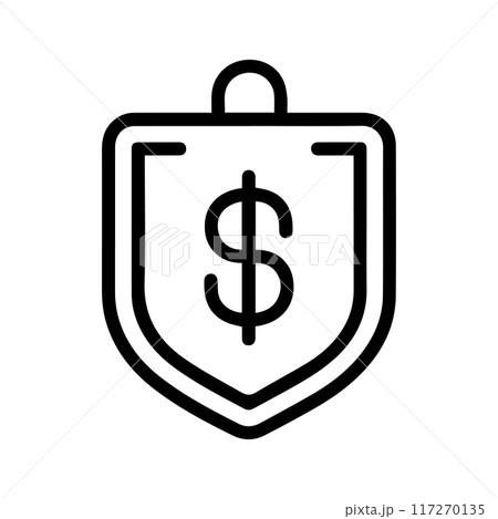 Money Secure icon or modern line symbol. Vector line art and icon design with bold outline. Black and white Pixel Perfect minimalistic symbol isolated white background. Silhouette simple thin sign 117270135