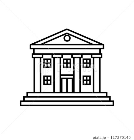 Bank Building icon or modern line symbol. Vector line art and icon design with bold outline. Black and white Pixel Perfect minimalistic symbol isolated white background. Silhouette simple thin sign Bank Building icon or modern line symbol. Vector line art and icon design with bold outline. Black and white Pixel Perfect minimalistic symbol isolated white background. Silhouette simple thin sign 117270140