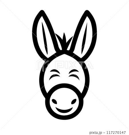 donkey icon or modern line symbol. Vector line art and icon design with bold outline. Black and white Pixel Perfect minimalistic symbol isolated white background. Silhouette simple thin sign 117270147