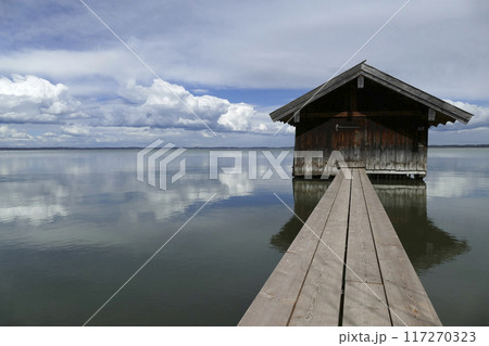 Panorama of lake Chiemsee in Bavaria, Germany 117270323