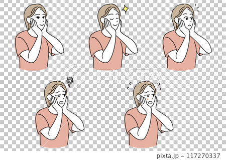 肌トラブルに悩む女性のイラスト 肌トラブルに悩む女性のイラスト 117270337