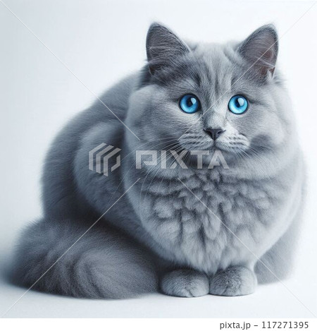 猫(ネコ) ロシアンブルー イラスト 白バック 猫(ネコ) ロシアンブルー イラスト 白バック 117271395
