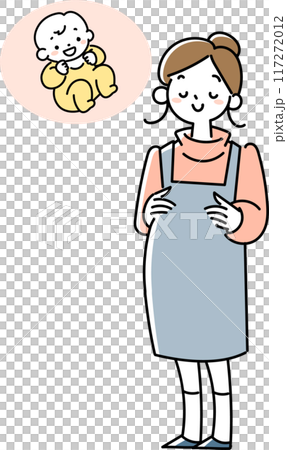 赤ちゃんのことを考えてほほ笑む妊娠中の女性 117272012
