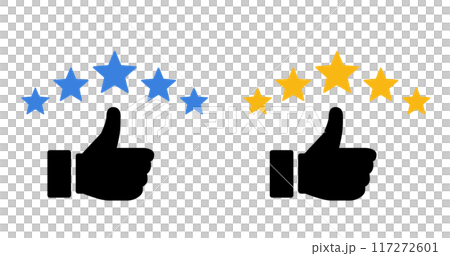 SnS icon with star and thumbs up hand 117272601
