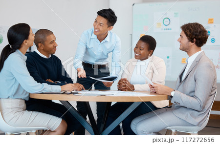 Leader, presentation and business people in a meeting about finance, growth and development with documents, chart and report. Management, financial and asian businessman sharing vision and innovation Leader, presentation and business people in a meeting about finance, growth and development with documents, chart and report. Management, financial and asian businessman sharing vision and innovation 117272656