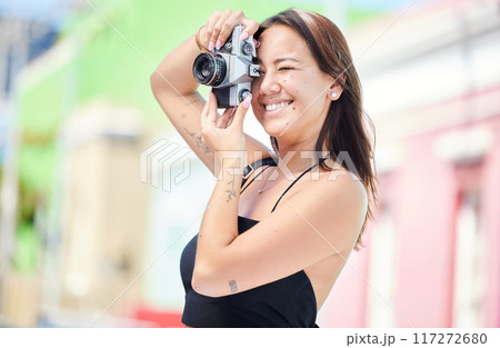 Photographer with digital camera, urban photography or woman shooting Singapore color street on global travel vacation. Asian city girl, holiday memory photoshoot or young gen z student on world tour Photographer with digital camera, urban photography or woman shooting Singapore color street on global travel vacation. Asian city girl, holiday memory photoshoot or young gen z student on world tour 117272680