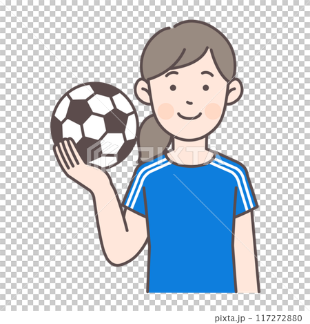 ボールを持つサッカー女子選手 117272880