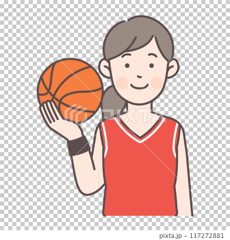 ボールを持つバスケットボール女子選手 117272881