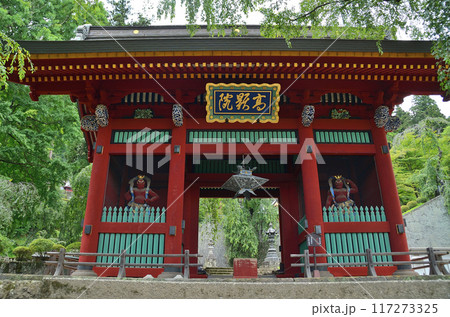 群馬県藤岡市妙義町の凄い氣があつまるパワースポット　妙義神社の随神門 117273325