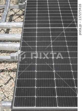 PVT panel, it consists of solar cells (PV) that convert sunlight into electricity and thermal exchanger (T) that extracts heat from the outside air and the panel. PVT panel, it consists of solar cells (PV) that convert sunlight into electricity and thermal exchanger (T) that extracts heat from the outside air and the panel. 117273416