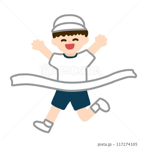 運動会の徒競走のゴールのイラスト 117274105