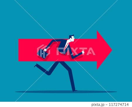 Businessman using arrows as motivation to move forward. Business development vector concept 117274714