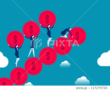 Business teams working together to build upward steps. Successful investments and ways to make money vector concept 117274720