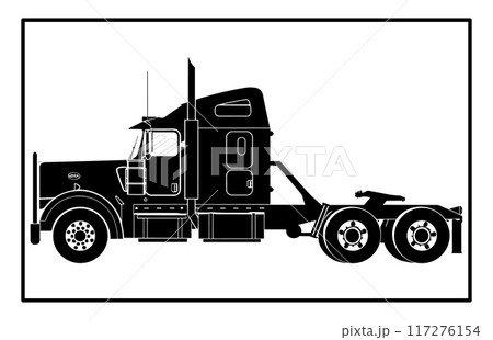 Car Hauler Semi Truck Vector - Auto Transport Trailer Illustration 117276154