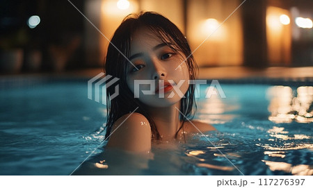 ナイトプールと美女2 117276397