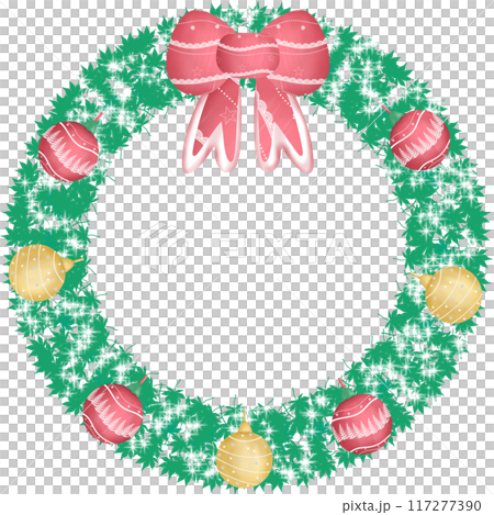 Christmas Wreath decorated with cute bows, flowers, balls, and candy canes Christmas Wreath decorated with cute bows, flowers, balls, and candy canes 117277390