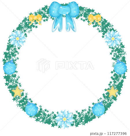 Christmas Wreath decorated with cute bows, flowers, balls, and candy canes 117277396