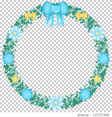 Christmas Wreath decorated with cute bows, flowers, balls, and candy canes Christmas Wreath decorated with cute bows, flowers, balls, and candy canes 117277396
