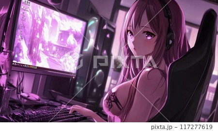 ゲームする可愛いアニメキャラ2 117277619