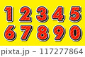 赤い3Dの数字 1から0までのセット 117277864