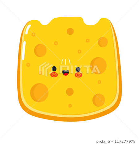Cheese character. Vector hand drawn cartoon kawaii character illustration icon. Isolated on white background. Cheese character concept 117277979