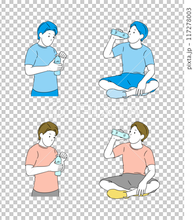 一個人打開塑膠瓶喝水的插畫素材 一個人打開塑膠瓶喝水的插畫素材 117278003